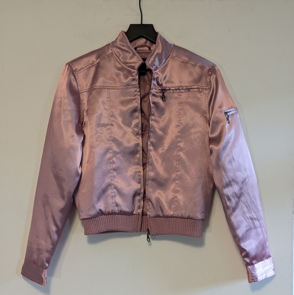 Misdemeanor Satin Bomber Jacket SMALL Great Used Cond 50's Women's Quilted Insid